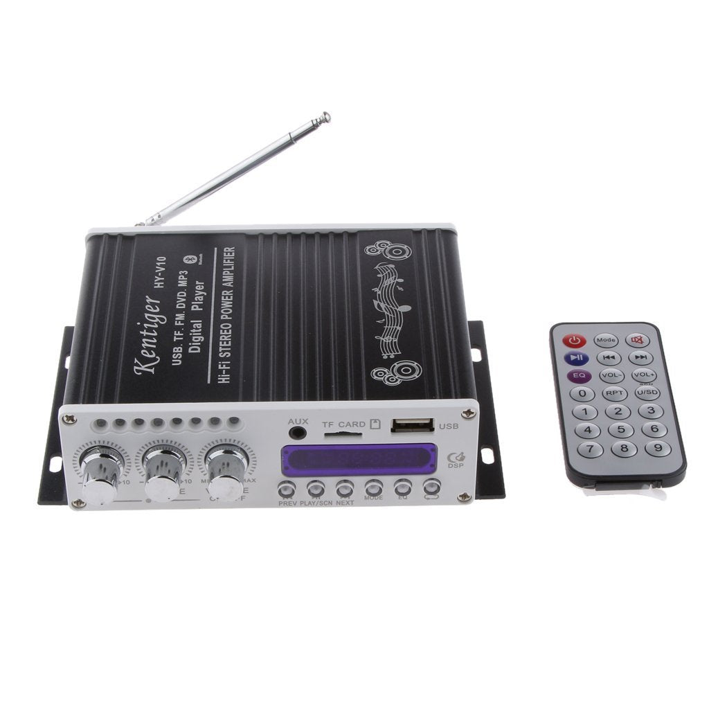 Amplificador Bluetooth WINGONEER Mini - 12V, USB/FM, Bass Booster
