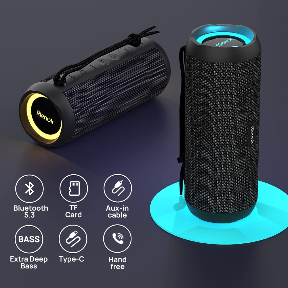 Altavoz RIENOK Bluetooth - IPX7, Bass, SD/AUX