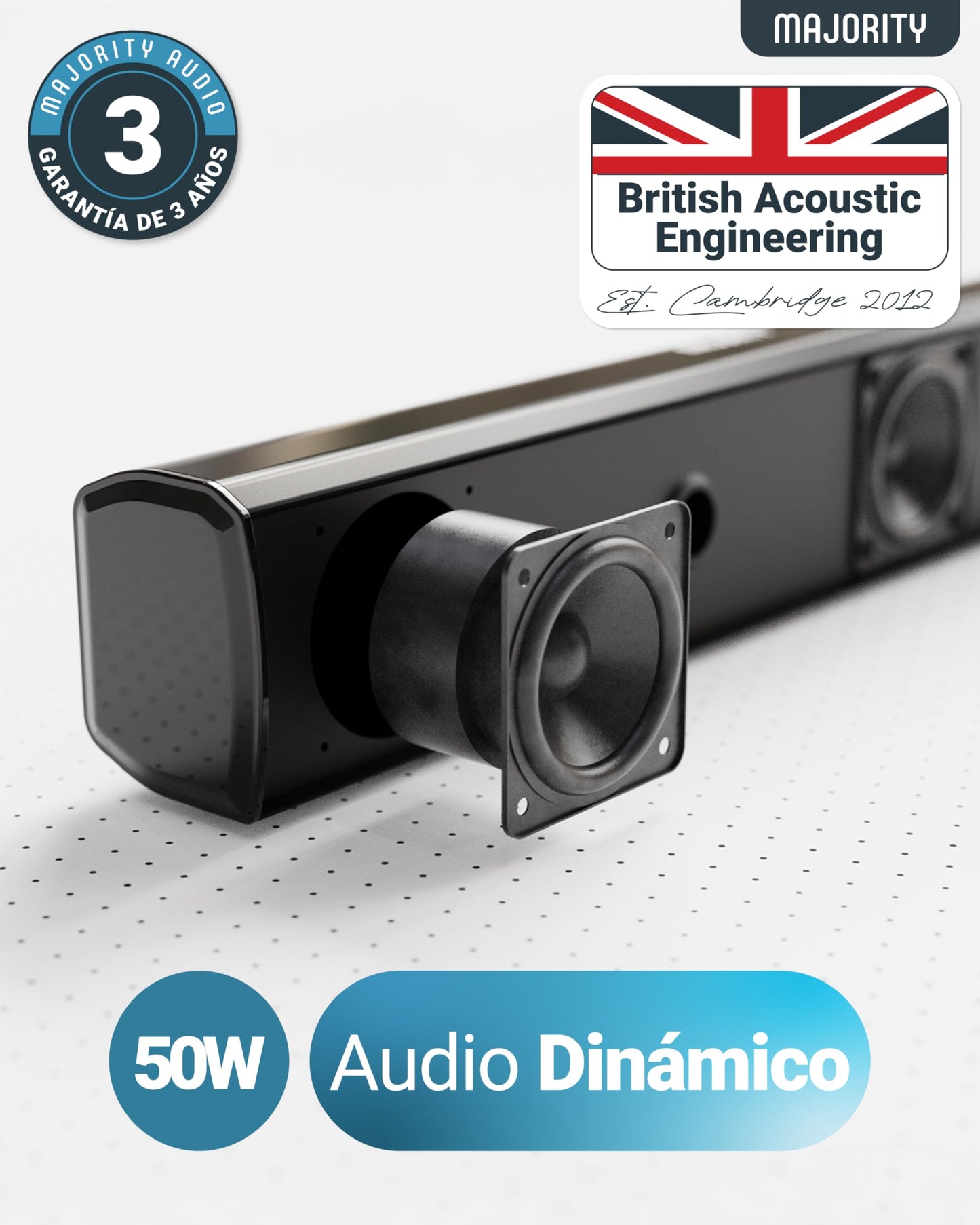 Barra de Sonido MAJORITY Bowfell - 50W, Bluetooth, Óptico