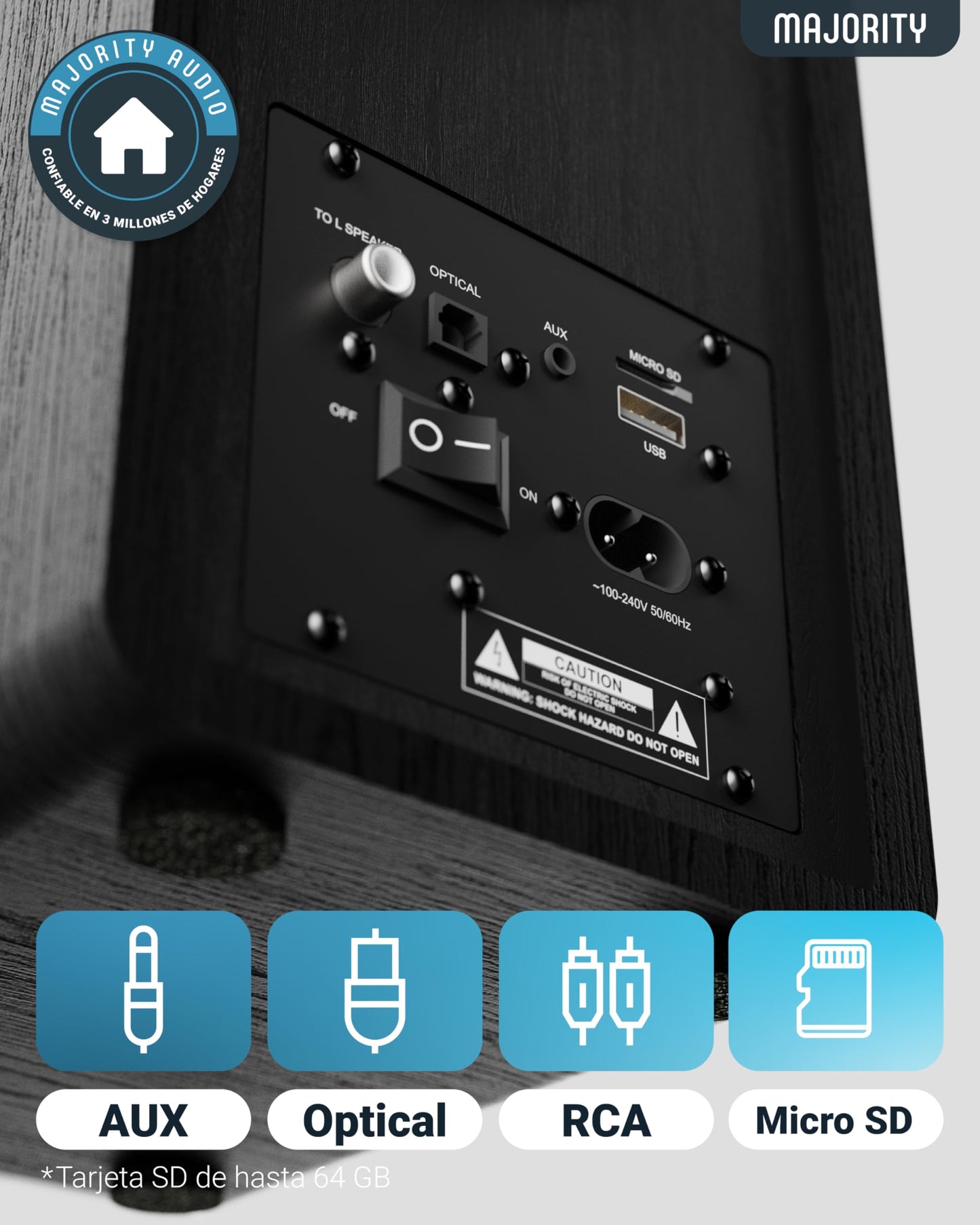 Altavoces MAJORITY D40X - 70W, Bluetooth, รptica/RCA