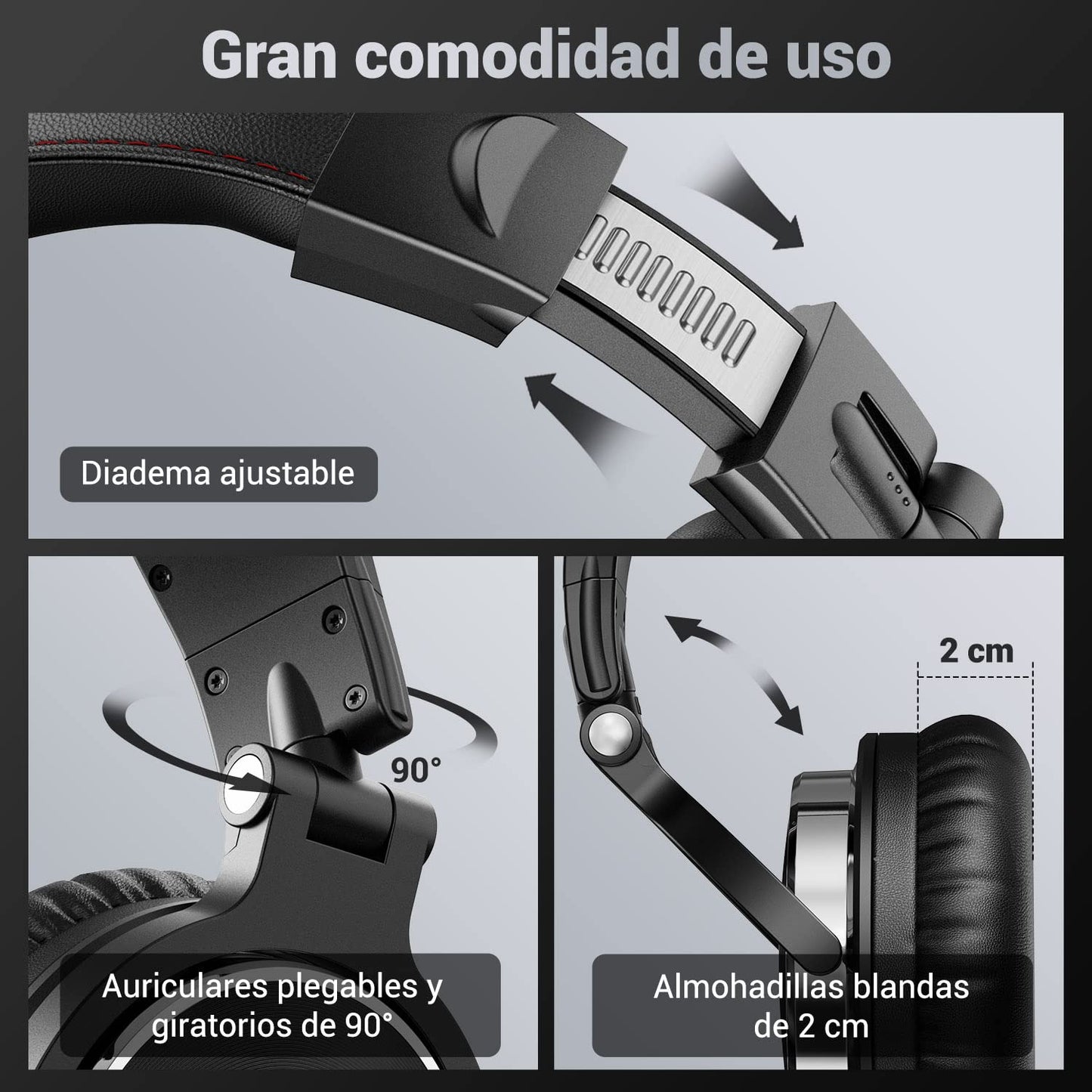Auriculares OneOdio Pro10 - DJ, 50mm, Cable 3.5/6.35mm