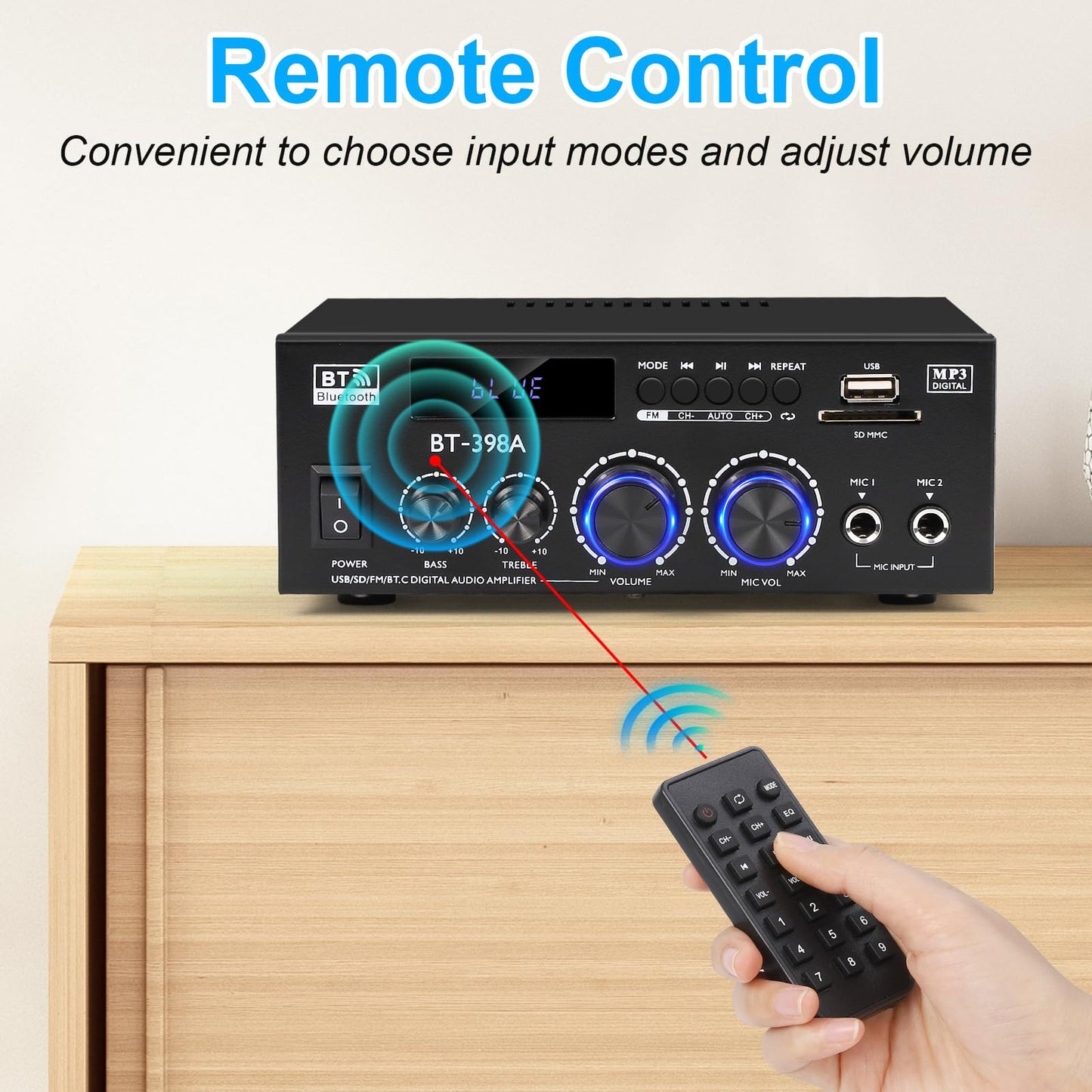 Amplificador Romica 900W - Bluetooth, Óptico/Coaxial, Subwoofer