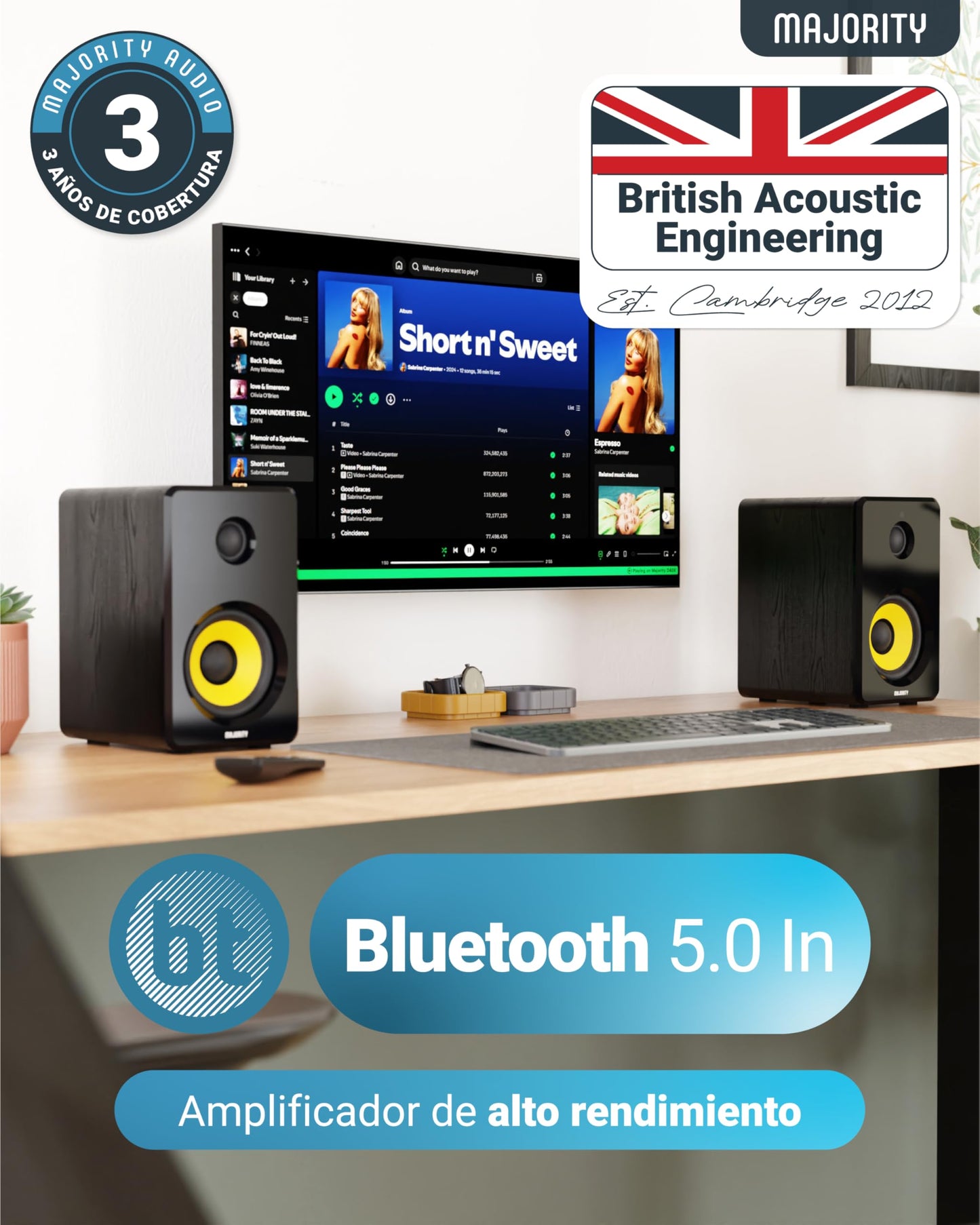 Altavoces MAJORITY D40X - 70W, Bluetooth, รptica/RCA