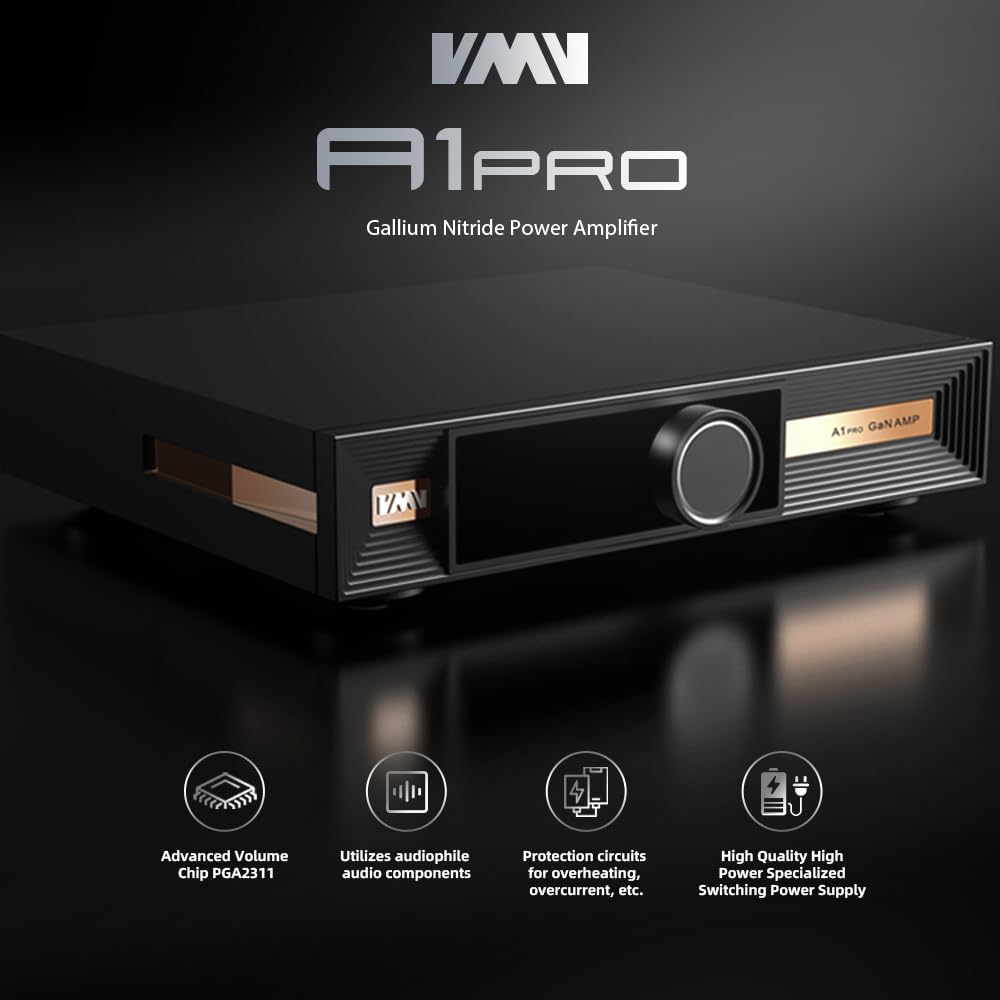 Amplificador SMSL VMV A1pro - GaN, XLR/RCA, 4x Potencia