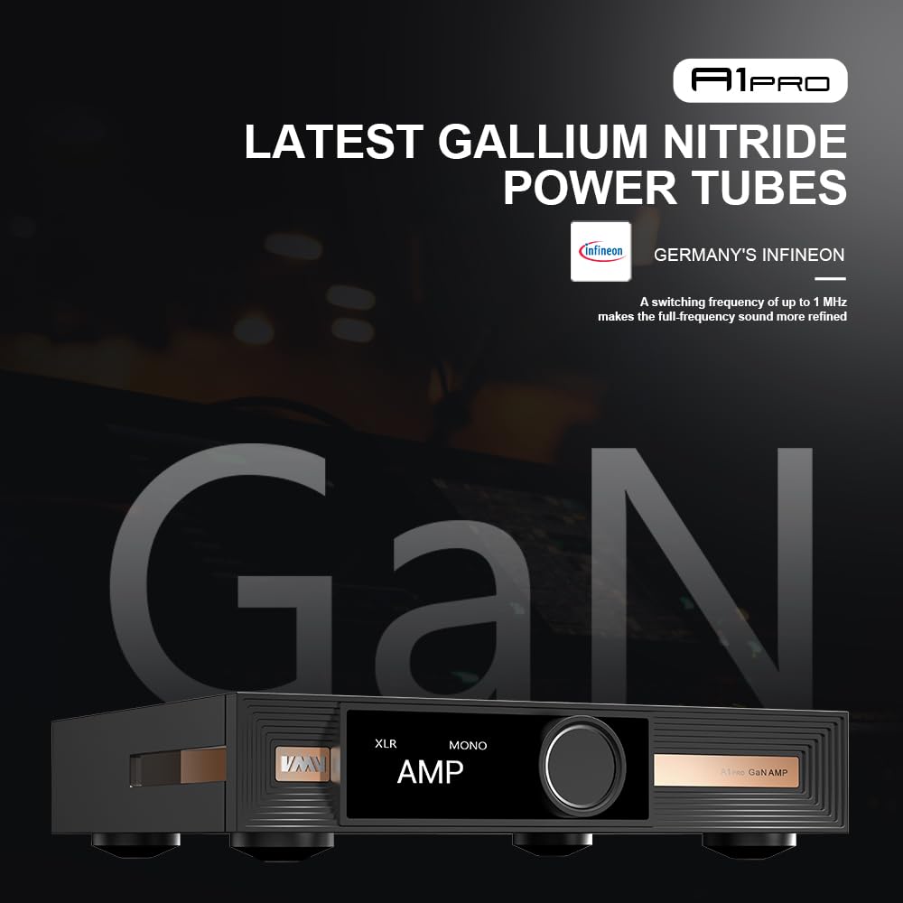 Amplificador SMSL VMV A1pro - GaN, XLR/RCA, 4x Potencia