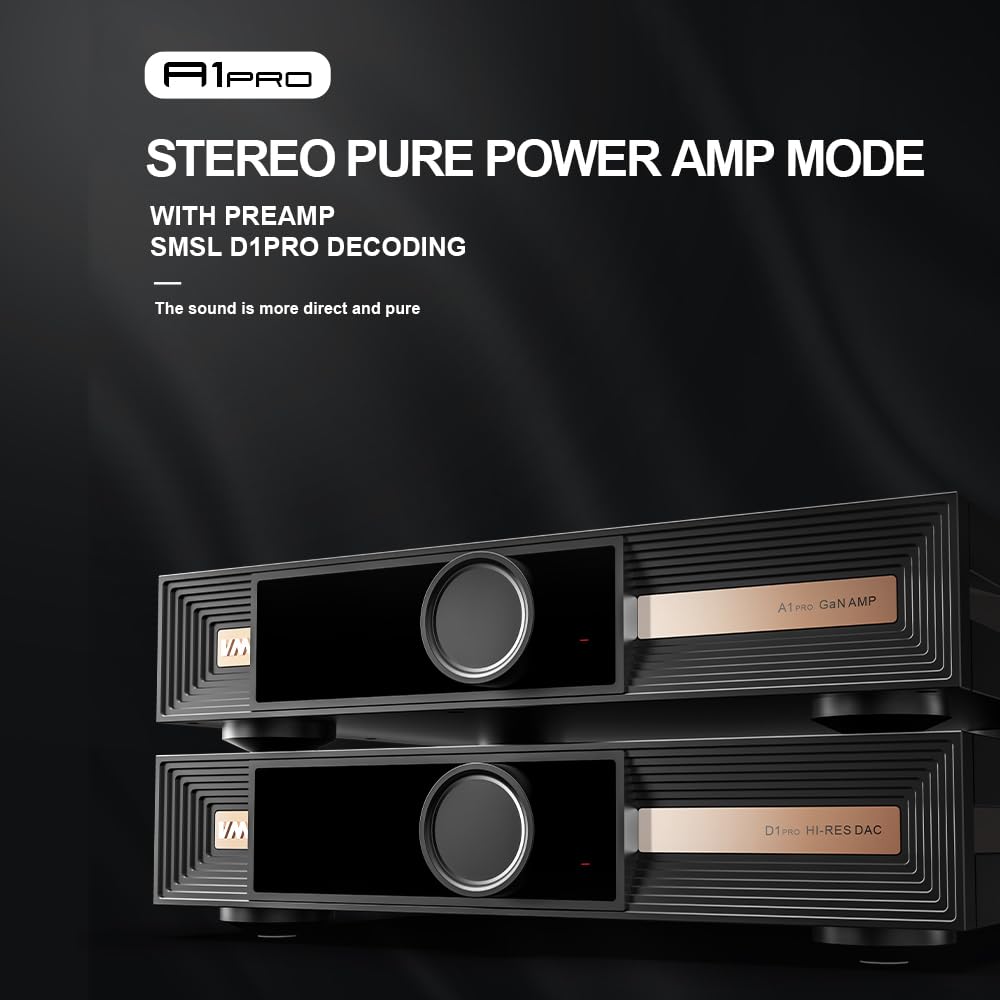 Amplificador SMSL VMV A1pro - GaN, XLR/RCA, 4x Potencia