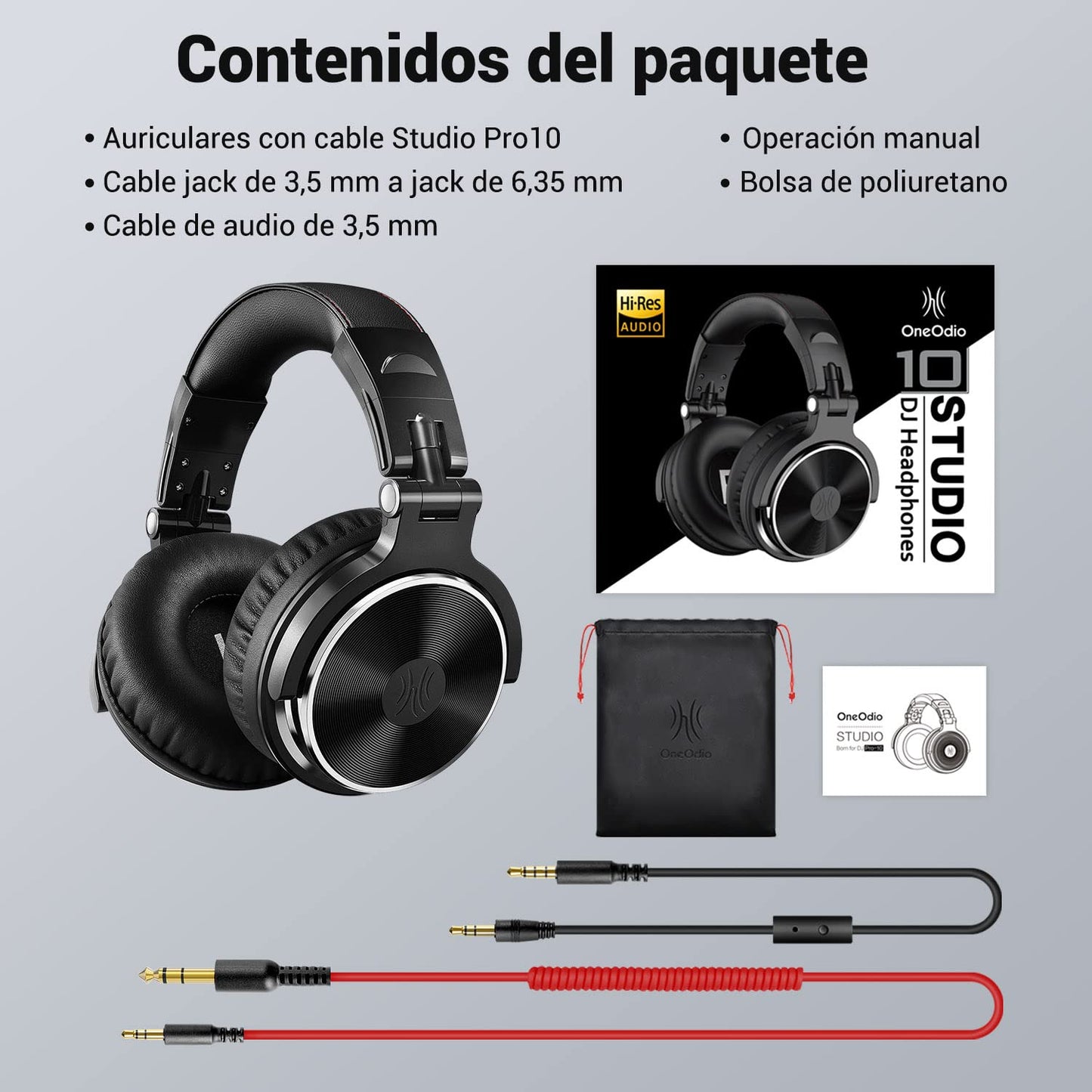 Auriculares OneOdio Pro10 - DJ, 50mm, Cable 3.5/6.35mm