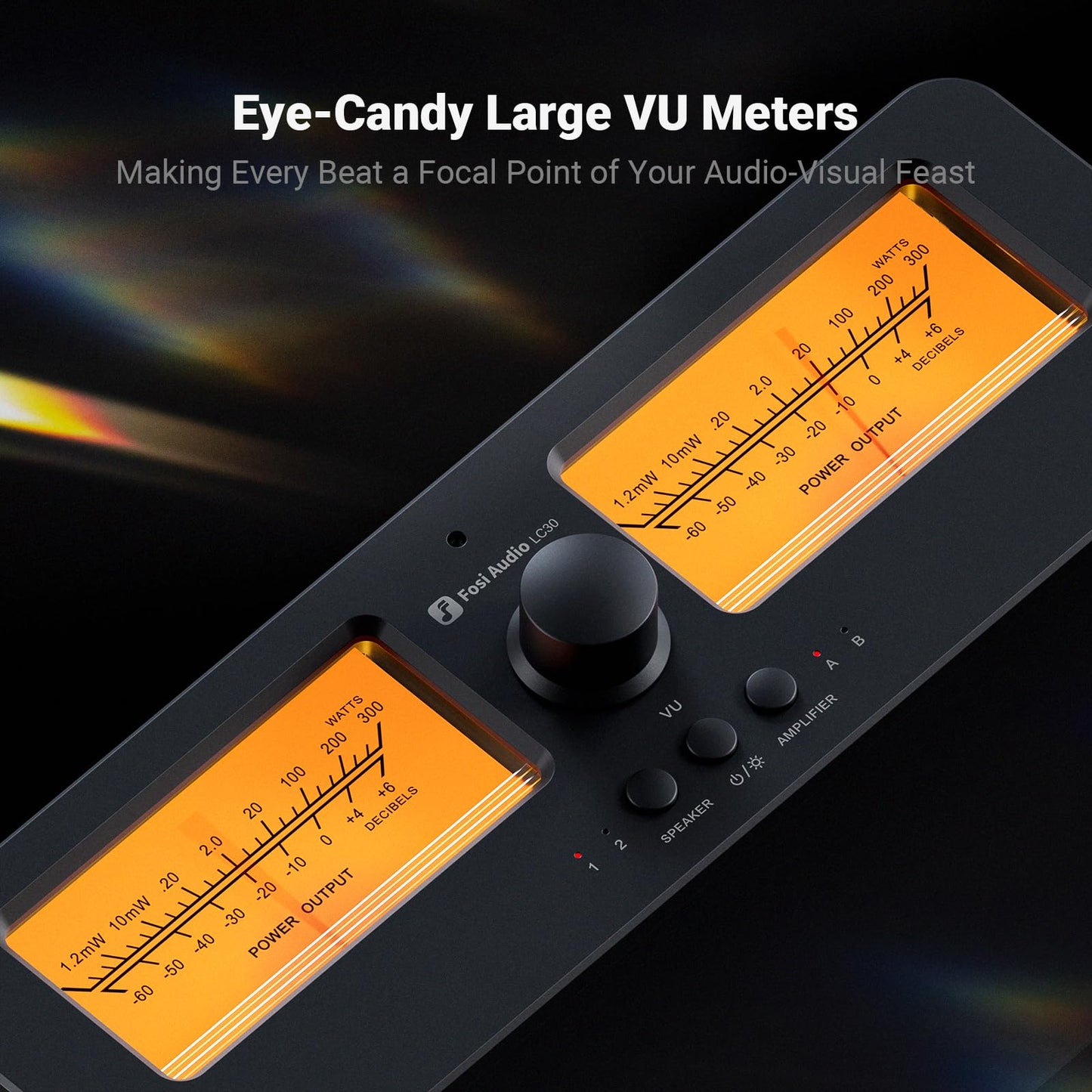 Selector Altavoz Fosi Audio LC30 - 2 Vías, VU Meter, Control Remoto