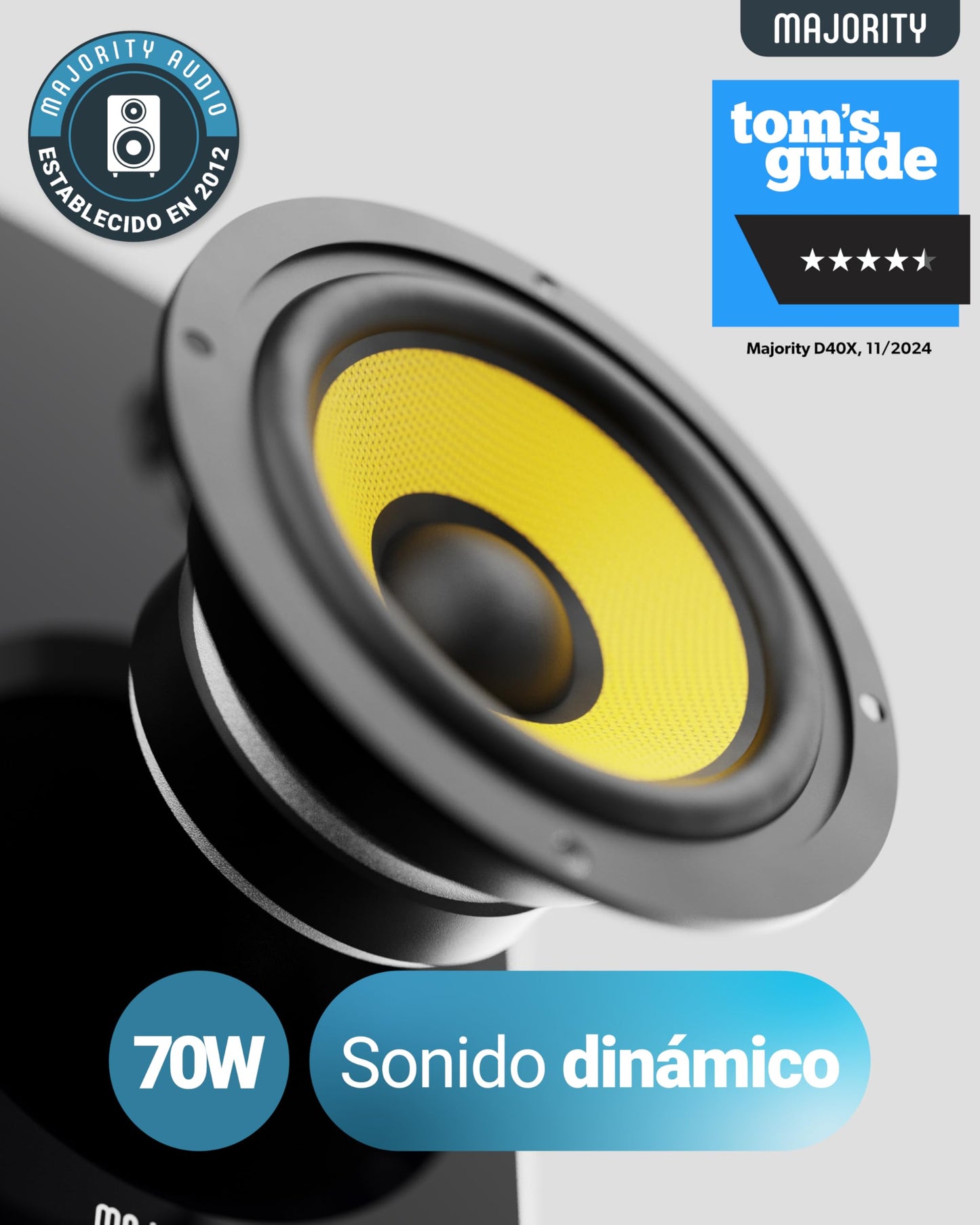 Altavoces MAJORITY D40X - 70W, Bluetooth, Óptica/RCA