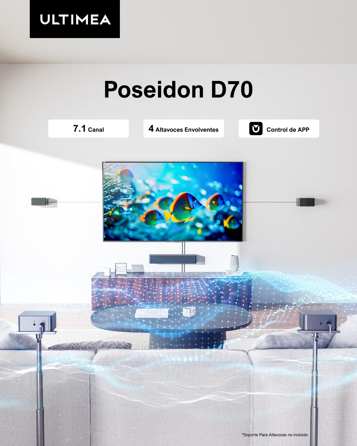Barra Sonido ULTIMEA Poseidon D70 - 7.1, 410W, Subwoofer