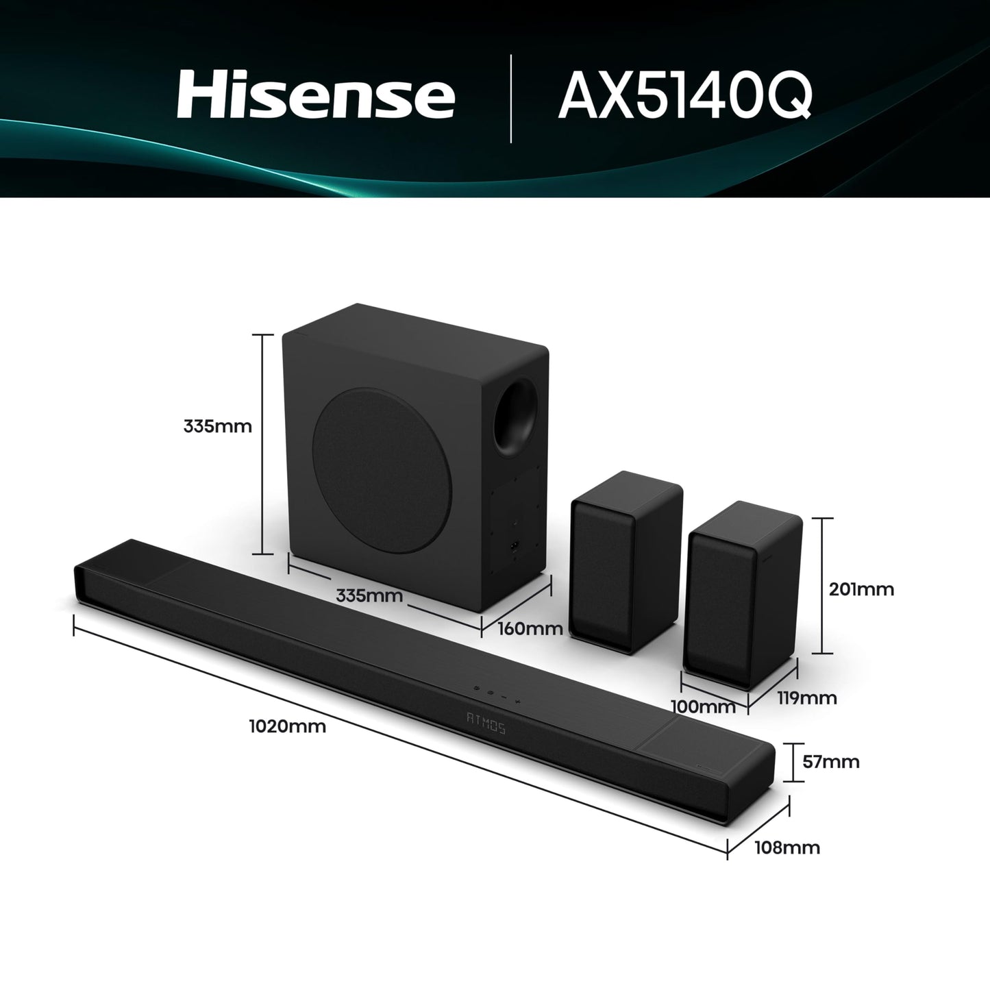 Barra Sonido Hisense AX5140Q - 5.1.4, 600W, Dolby Atmos