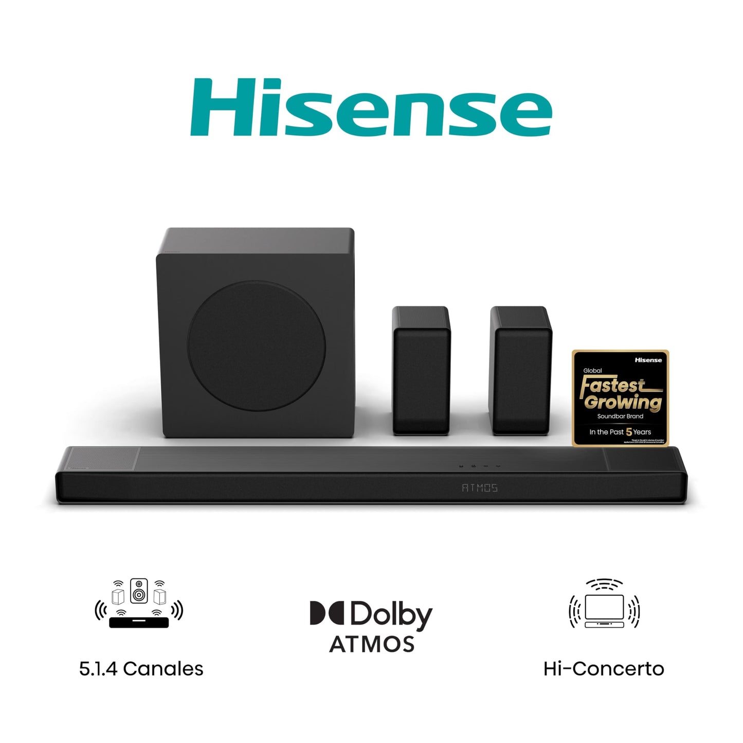 Barra Sonido Hisense AX5140Q - 5.1.4, 600W, Dolby Atmos