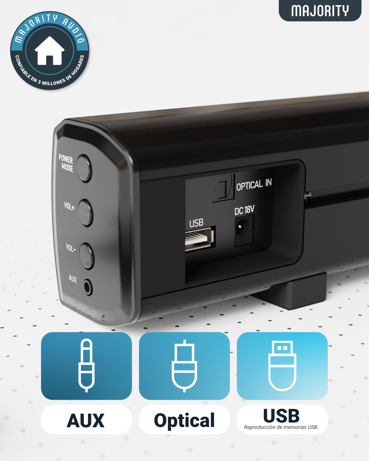 Barra de Sonido MAJORITY Bowfell - 50W, Bluetooth, Óptico