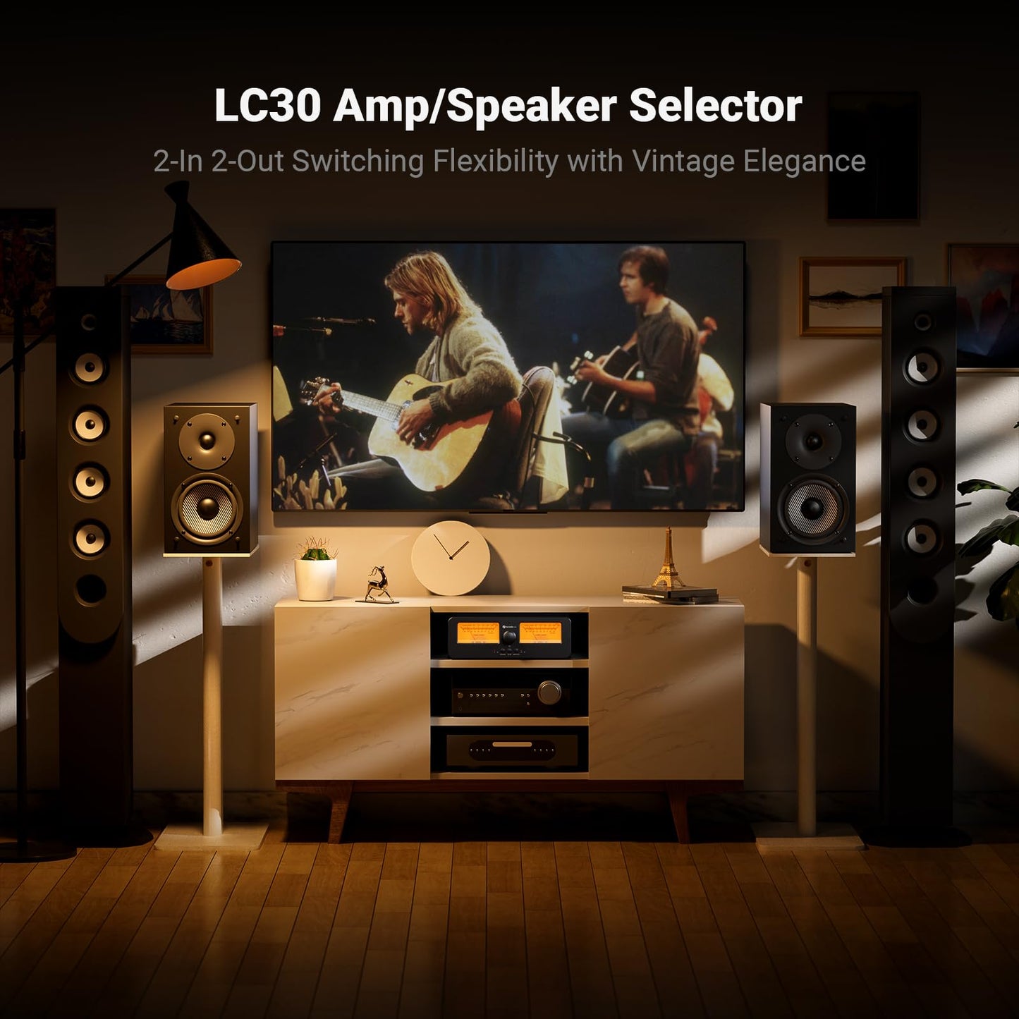 Selector Altavoz Fosi Audio LC30 - 2 Vías, VU Meter, Control Remoto