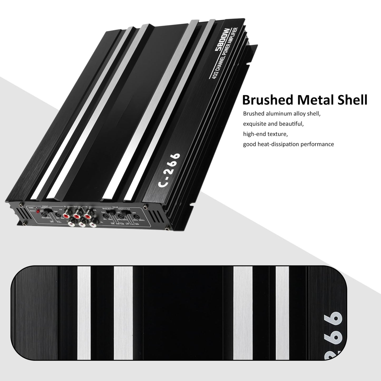 Amplificador Coche Shkalacar 4 Canales - 5800W, Clase A/B, 12V