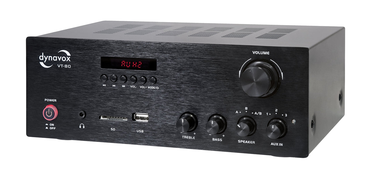 Amplificador Dynavox VT-80 - Bluetooth, 4 Salidas, Control Remoto